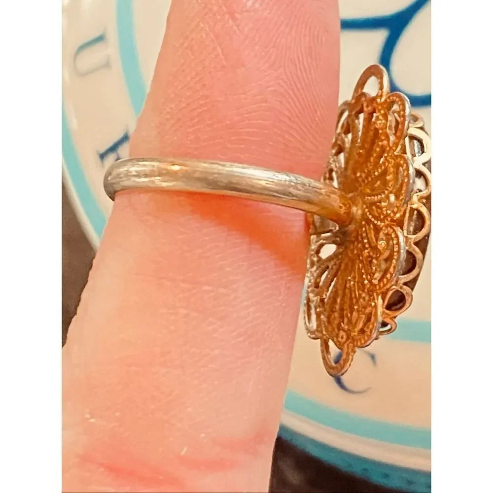 Vintage Gold Tone Owl Ring Adjustable